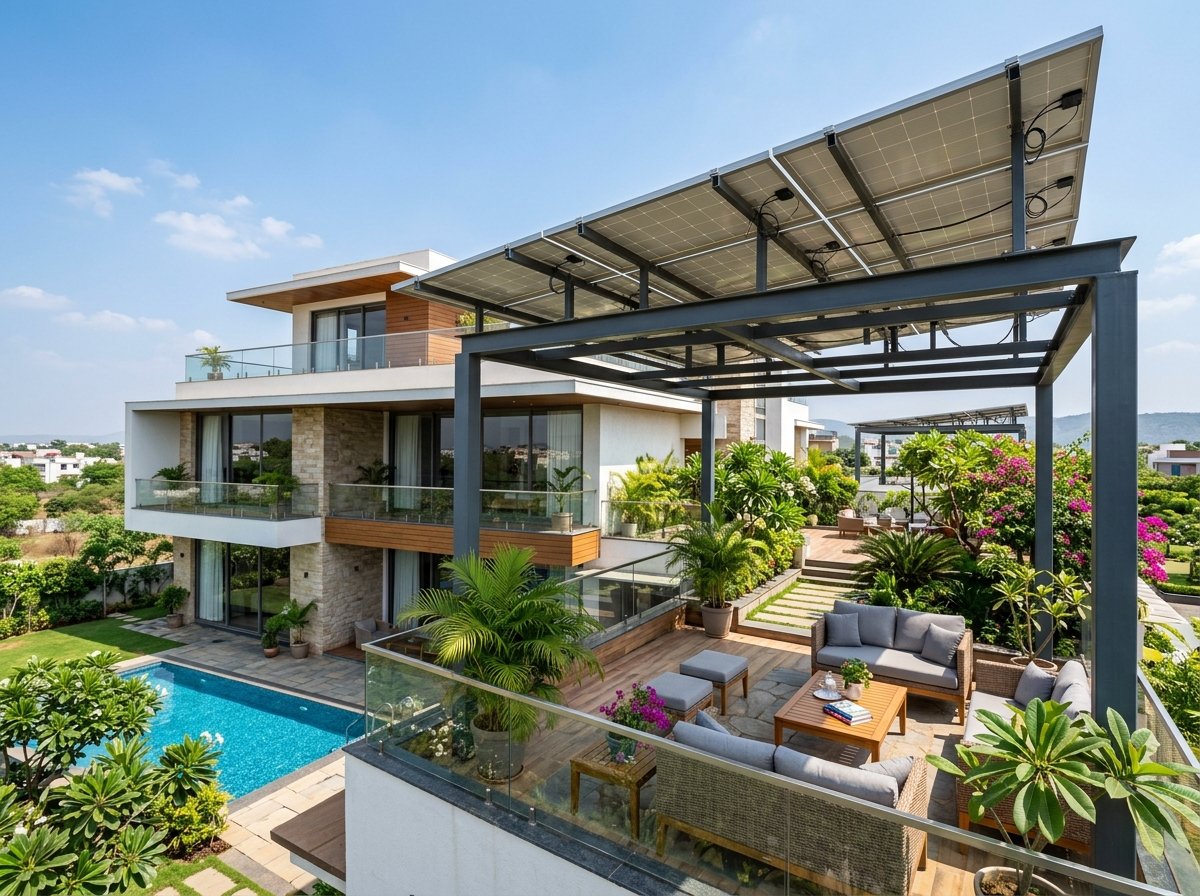 Maxira Rooftop Solar Pergola Installation in Arera Colony Bhopal